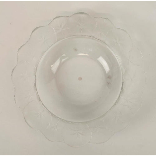 46 - COLLECTION OF LALIQUE GLASS, comprising a Hornflower dish, a frosted glass ashtray with box, a frost... 