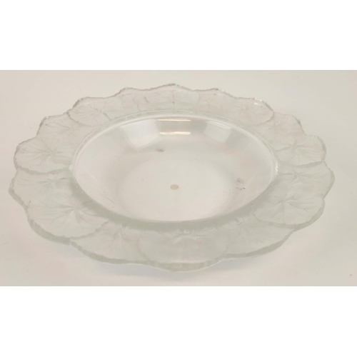 46 - COLLECTION OF LALIQUE GLASS, comprising a Hornflower dish, a frosted glass ashtray with box, a frost... 