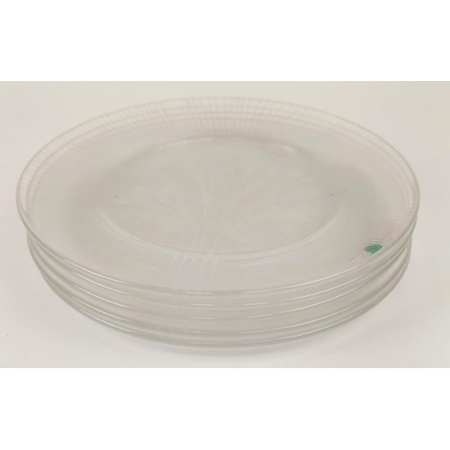 46 - COLLECTION OF LALIQUE GLASS, comprising a Hornflower dish, a frosted glass ashtray with box, a frost... 