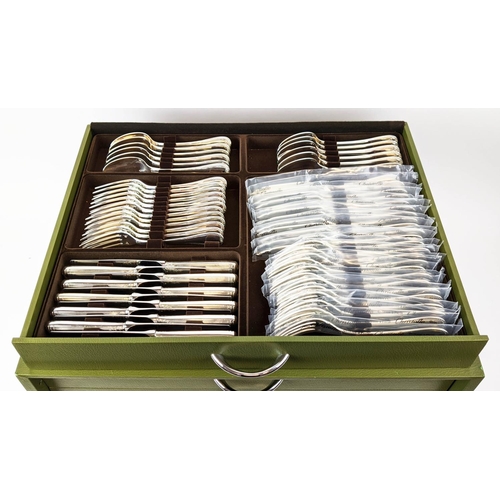 47 - A CHRISTOFLE IMPERIAL CANTEEN OF CUTLERY, Silver plate, fitted in a green canteen box, comprising 12... 