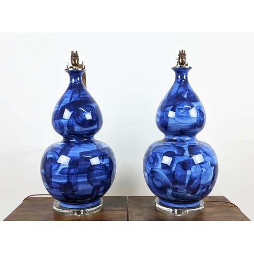 586 - PAOLO MOSCHINO TABLE LAMPS, a pair, glazed ceramic, 64cm H.