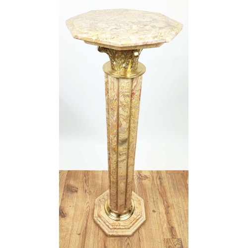 610 - PEDESTALS, a pair, corinthian column form, stone, gilt mounts, 102cm H x 31cm. (2)