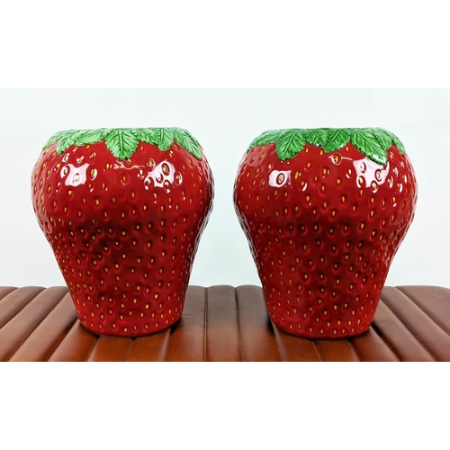 612 - VASES, a pair, glazed ceramic, strawberry form design, 27cm H approx. (2)