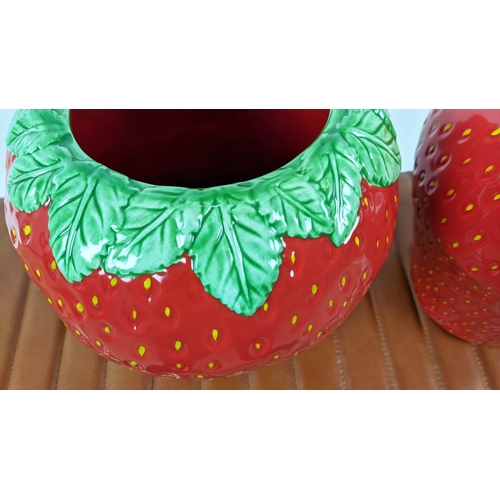 612 - VASES, a pair, glazed ceramic, strawberry form design, 27cm H approx. (2)