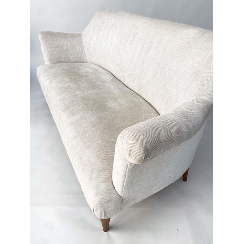 615 - PINCH GODDARD SOFA, with pale linen upholstery, by Rosie Uniake, with spring back and seat and taper... 