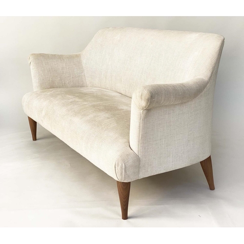 615 - PINCH GODDARD SOFA, with pale linen upholstery, by Rosie Uniake, with spring back and seat and taper... 