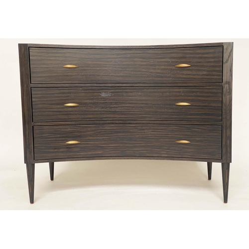 616 - JULIAN CHICHESTER PERCY CHEST, concave fronted with three long drawers, 110cm W x 50cm D x 84cm H.