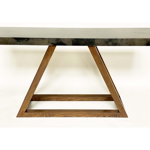 617 - JULIAN CHICHESTER TRIANGLE CONSOLE TABLE, rectangular velum covered on 'triangle' oak frame, 180cm W... 