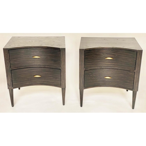 618 - JULIAN CHICHESTER PERCY CABINETS, a pair, dark oak concave fronted, each with two drawers, 60cm W x ... 