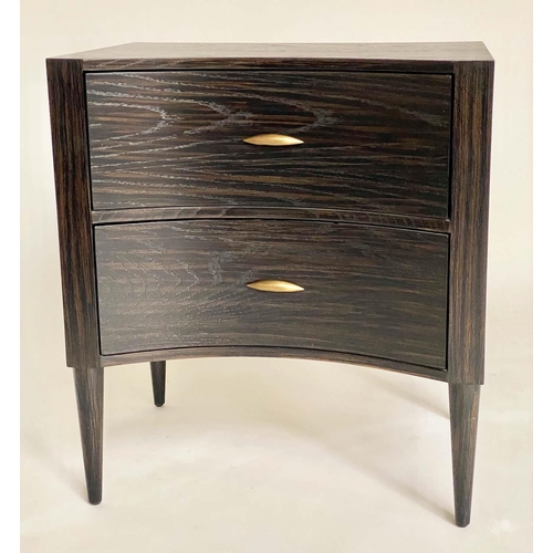 618 - JULIAN CHICHESTER PERCY CABINETS, a pair, dark oak concave fronted, each with two drawers, 60cm W x ... 