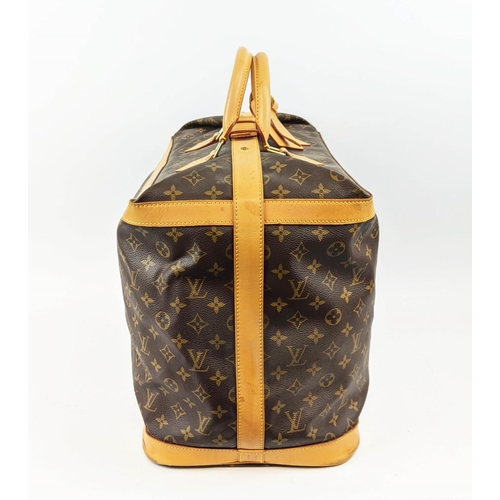 62 - LOUIS VUITTON CRUISER 45 TRAVEL BAG, monogram canvas and leather trims, name tag, ardillon buckle cl... 