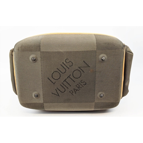 63 - LOUIS VUITTON GEANT AVENTURIER TRAVEL BAG, grey canvas with natural leather trims and handles, silve... 