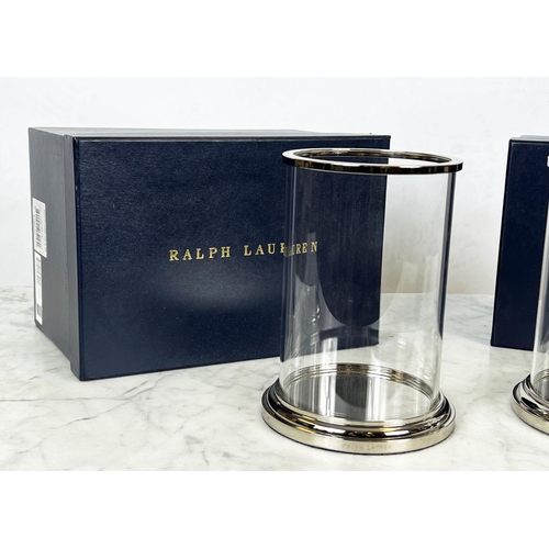 78 - RALPH LAUREN BEDFORD HURRICANE LIGHTS, a pair, boxed, Approx 24cms H 14cms D (2)