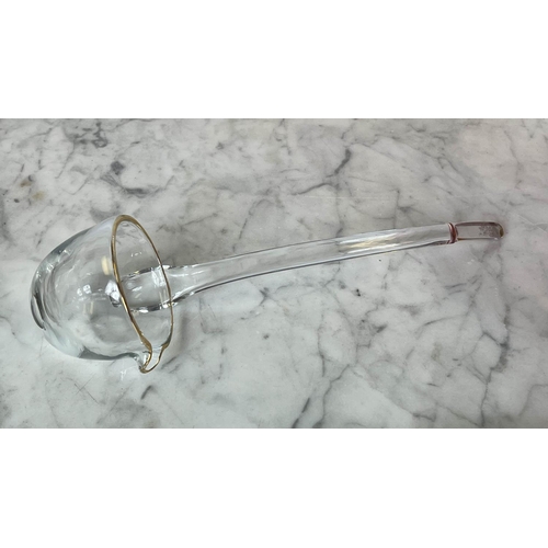 86 - BOHEMIA CZECH PUNCH BOWL AND LADLE, cranberry and gilt cut glass along with silver ice tongs, approx... 