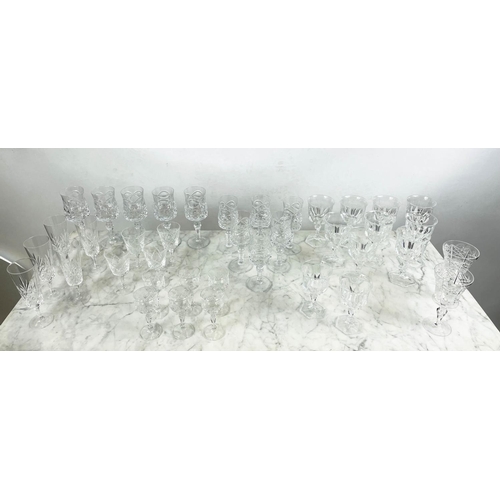 9 - A QUANTITY OF CUT GLASS, including six cut glass wine glasses, nine claret glasses, champagne flutes... 