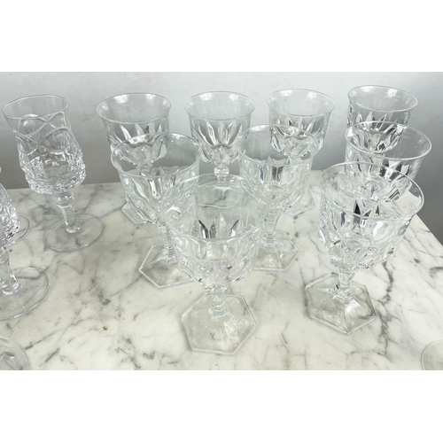 9 - A QUANTITY OF CUT GLASS, including six cut glass wine glasses, nine claret glasses, champagne flutes... 