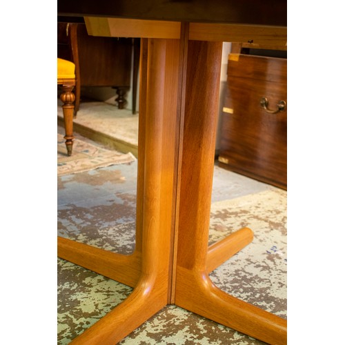 605 - SKOVBY DINING TABLE, Danish teak with two extra leaves, 73cm H x 111cm D, 211cm extended, each leaf ... 