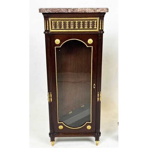 269 - PIER CABINETS, a pair, each 92cm H x 17cm D x 39cm W, circa1900, French mahogany and brass mounted, ... 