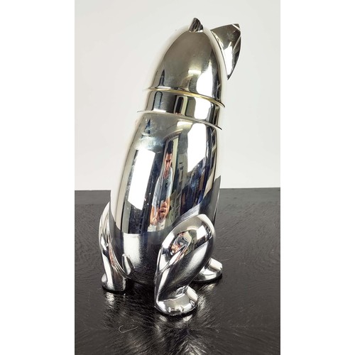 614 - COCKTAIL SHAKERS, 27cm high, a pair, in the form of polar bears, polished metal. (2)