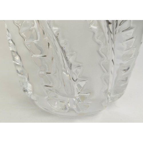 66 - A LALIQUE 'LOBELIA' FROSTED GLASS VASE, of flared form, fern leaf moulded decoration, signed to base... 