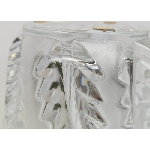 66 - A LALIQUE 'LOBELIA' FROSTED GLASS VASE, of flared form, fern leaf moulded decoration, signed to base... 