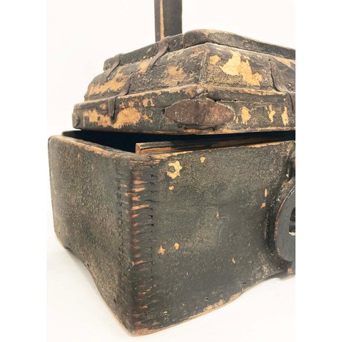 50 - ANTIQUE CHINESE SHANXI LIDDED LUNCH BOX, 18th/19th century, retaining partial lacquer, with a long c... 