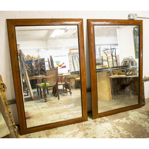 186 - WALL MIRRORS, 150cm x 100cm, a pair, 20th century walnut and ebonised. (2)