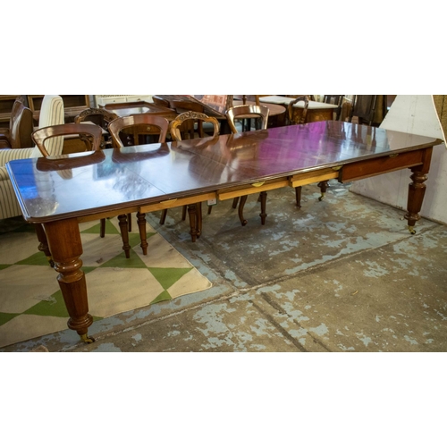 170 - DINING TABLE, 72cm H x 115cm x 116cm L, 266cm extended, Victorian style mahogany with three extra le... 