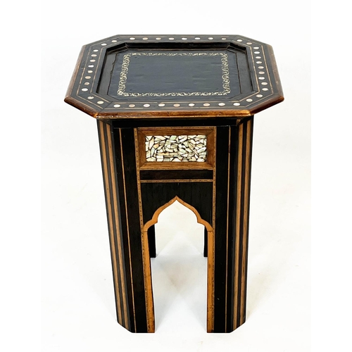 161 - OCCASIONAL TABLE, 52cm H x 37cm, late 19th/early 20th century Damascus ebonised and mother of pearl ... 