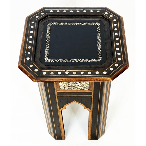 161 - OCCASIONAL TABLE, 52cm H x 37cm, late 19th/early 20th century Damascus ebonised and mother of pearl ... 