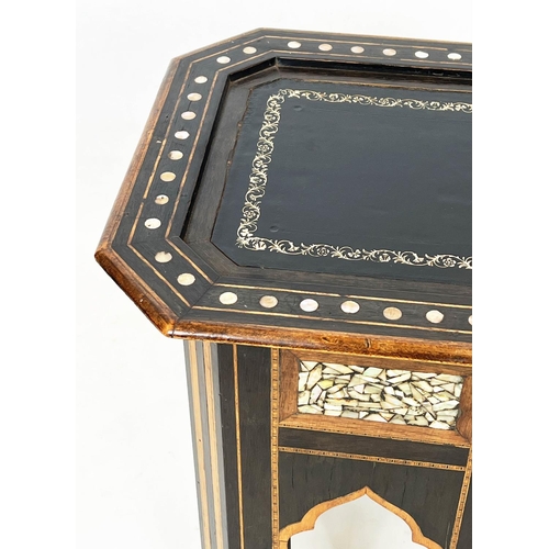 161 - OCCASIONAL TABLE, 52cm H x 37cm, late 19th/early 20th century Damascus ebonised and mother of pearl ... 