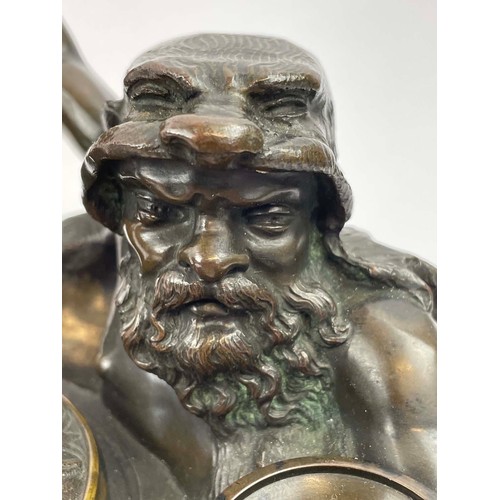 98 - MAISON GIROUX PARIS BRONZE WATCH STAND, late 19th century incorporating a central inkwell and two ca... 