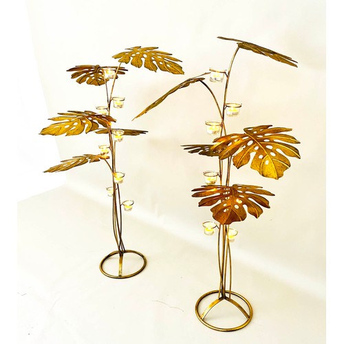 353 - FLOOR STANDING TEALIGHT CANDELABRAS, 131cm high, 70cm wide, a pair, Naturalistic form, in the manner... 