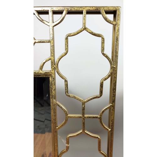 342 - WALL MIRRORS, a pair, 90cm x 90cm, bevelled plates in gilt metal pierced frames. (2)