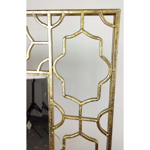 342 - WALL MIRRORS, a pair, 90cm x 90cm, bevelled plates in gilt metal pierced frames. (2)