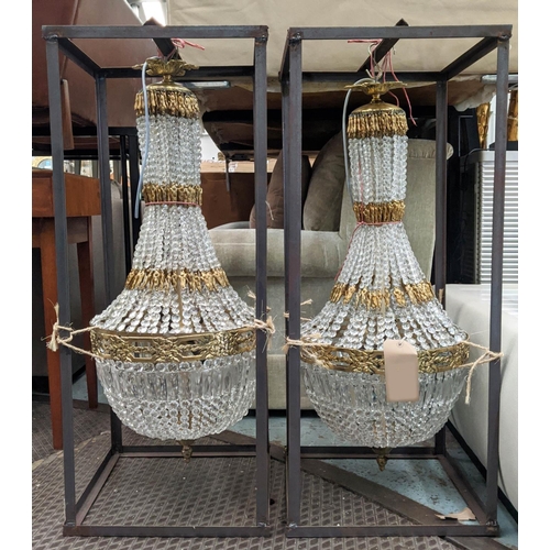 338 - BAG CHANDELIERS, a pair, French Empire style, 100cm drop approx each. (2)