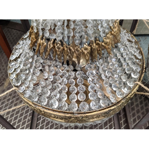 338 - BAG CHANDELIERS, a pair, French Empire style, 100cm drop approx each. (2)