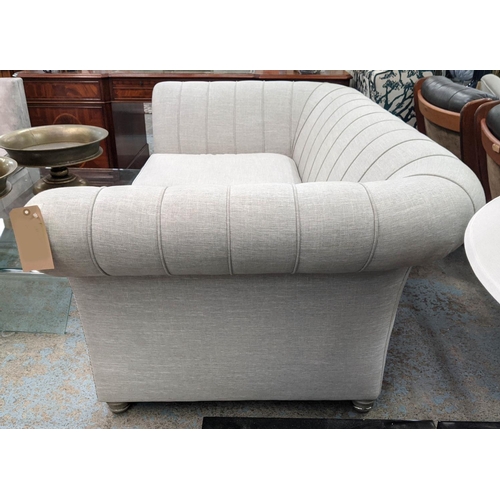 313 - SOFA, 191cm W x 105cm D x 80cm H, cream fabric upholstered and studded detail.