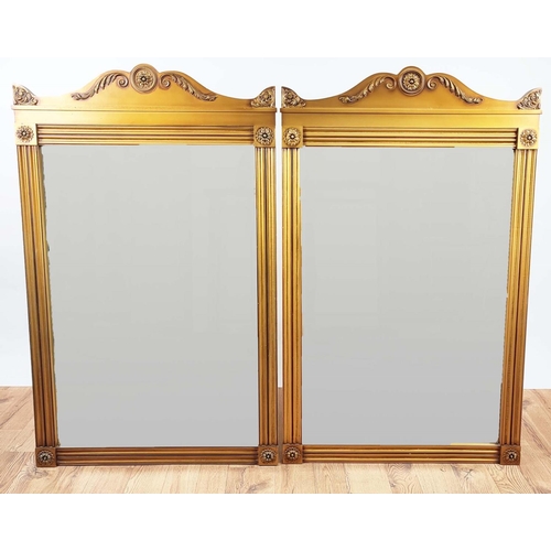 335 - WALL MIRRORS, a pair, in the Victorian aesthetic style, gilt frames with moulded decoration, beveled... 