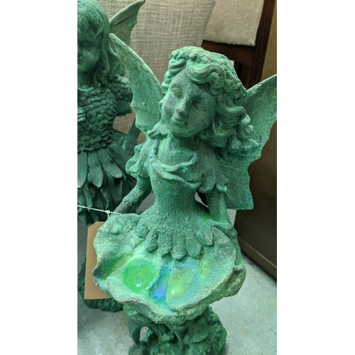 326 - FAIRIES, a set of three, differing, cast metal, 53cm H at tallest. (3)