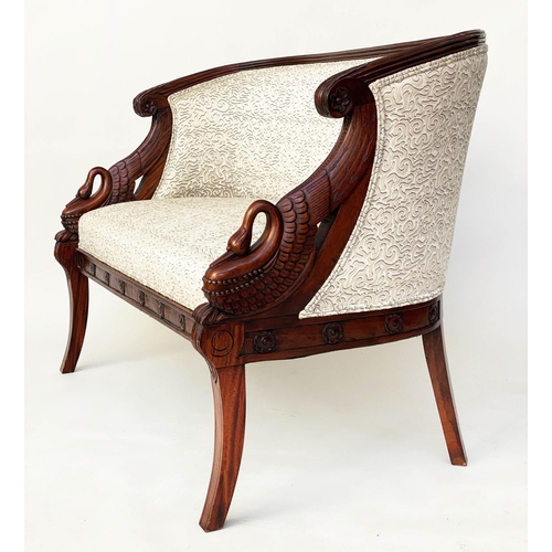 278 - CANAPE, Empire style hardwood with arched reeded frame and Griffin arms, 126cm W.