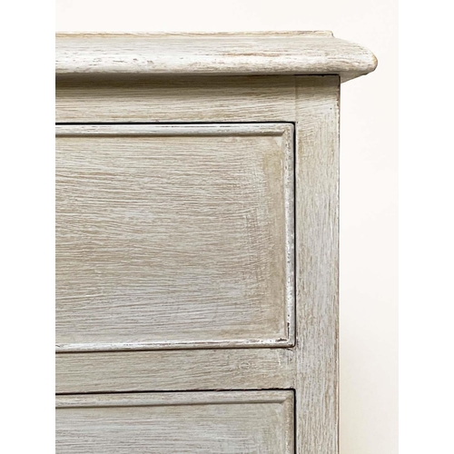 224 - LOW CHEST, Georgian design grey painted with nine drawers and bracket supports, 153cm x 47cm x 76cm ... 