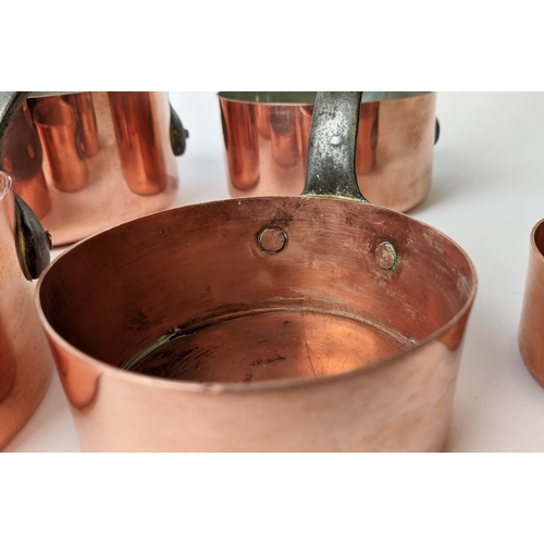 109 - BATTERIE DE CUISINE, set of eleven graduated copper pans, largest 17.5cm diam. (11)