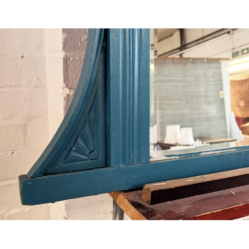 217 - OVERMANTLE, 153cm H x 130cm W, Victorian, circa 1880, later blue painted frame with a rectangular be... 