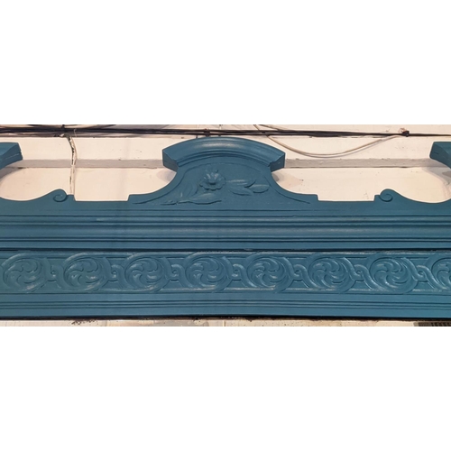 217 - OVERMANTLE, 153cm H x 130cm W, Victorian, circa 1880, later blue painted frame with a rectangular be... 