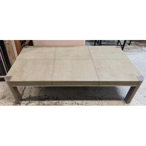 448 - LOW TABLE, 150cm x 80cm x 40cm, faux crocodile upholstered finish.