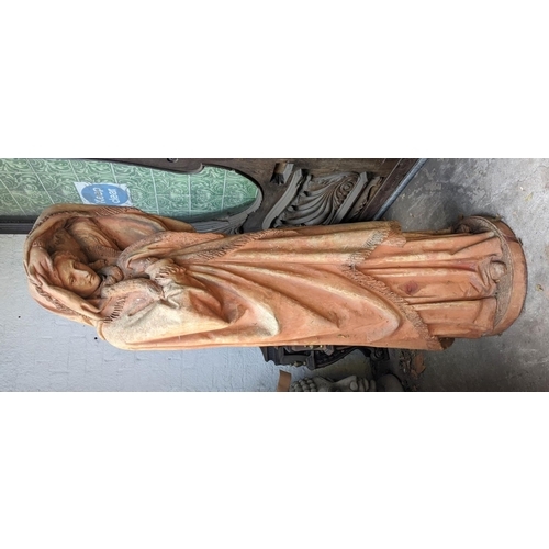 1 - STATUE, late 19th/early 20th century Italian terracotta of Mary stamped Dall'Araec Terrecotte Milano... 