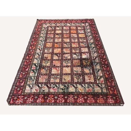 102 - SILK FLATWEAVE CARPET, 280cm x 198cm, tiled design.