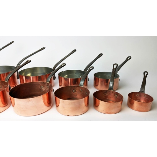 109 - BATTERIE DE CUISINE, set of eleven graduated copper pans, largest 17.5cm diam. (11)