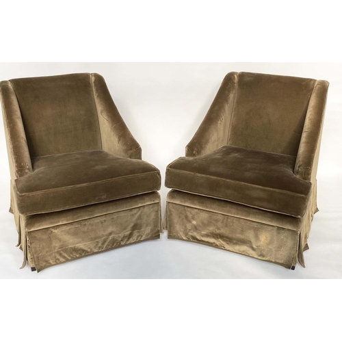 123 - ARMCHAIRS, a pair, Egerton moss green velvet upholstered, 70cm W. (2)